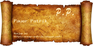 Pauer Patrik névjegykártya